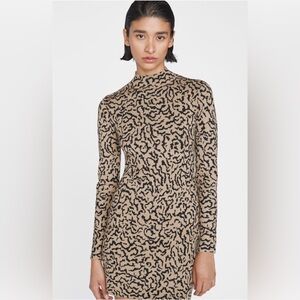 FRAME Abstract Print Jacquard Long Sleeve Sweater Dress Medium